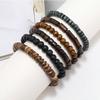 6PCS  Wodeen Braided Wrap Leather Bracelet for Men Vintage Life Wood Beads Fashion Male Armband