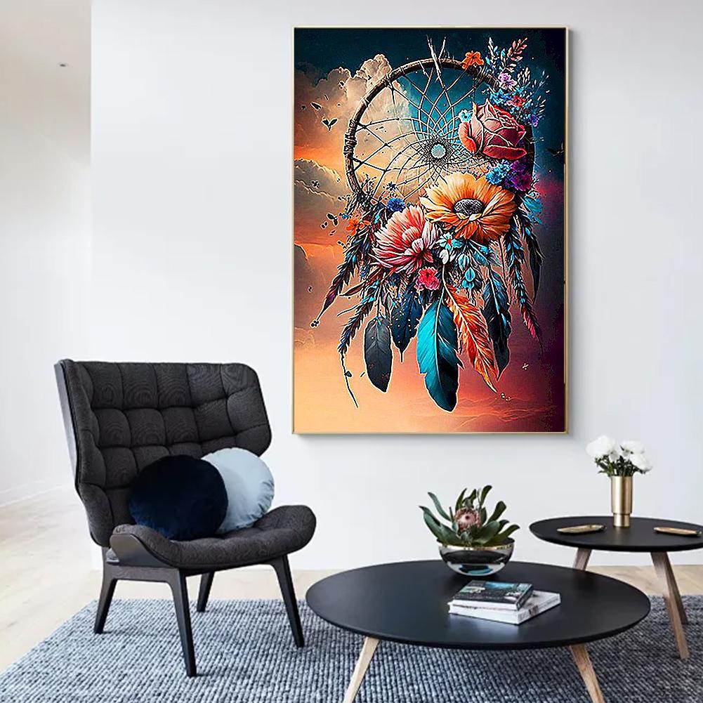 DIY Dream Catcher Diamond Art Painting Kits For Adults Colorful Flowers Dreamcatcher DIY Beginn B4I2
