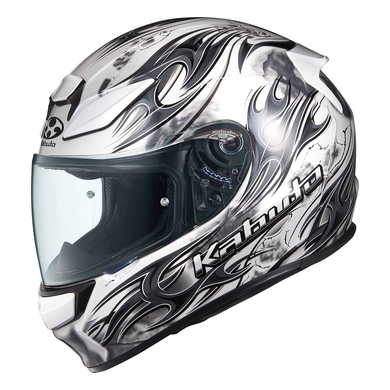 

OGK KABUTO Motorcycle Helmet Full Face SHUMA FLAME Pearl White Black (Size XL)