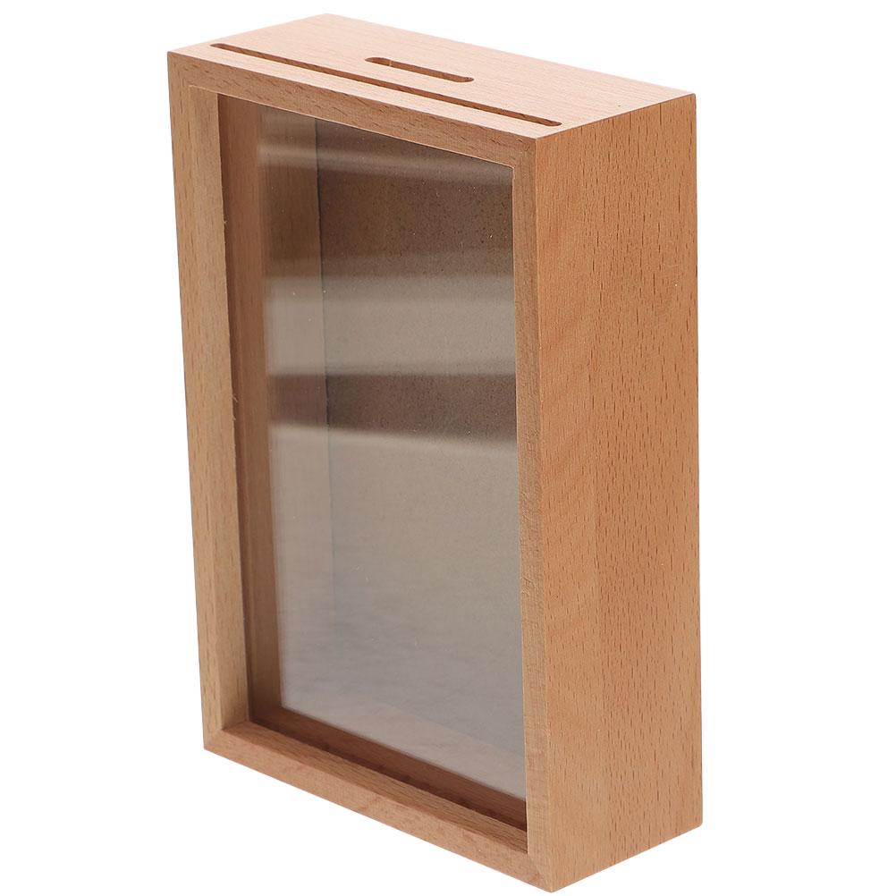 Piggy Bank Budget Black Picture Frame Coin Banks For Adults Wooden Money Jars Saving Container Photo
