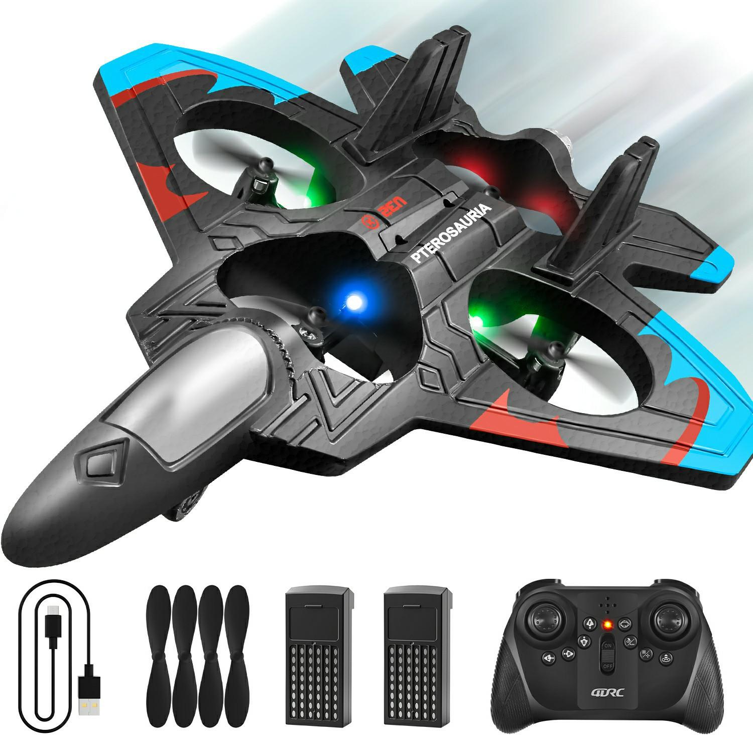 

4DRC 4D-V32 ABS + EPP 2.4G RC Літак Планер Квадрокоптер Трюковий Дрон зі Світлодіодним Підсвічуванням, Подвійний Акумулятор (Без камери) Type A