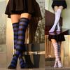 Herbst Winter Damen Gestreifte Oberschenkelhohe Elastische Warme Über dem Knie Lange Socken