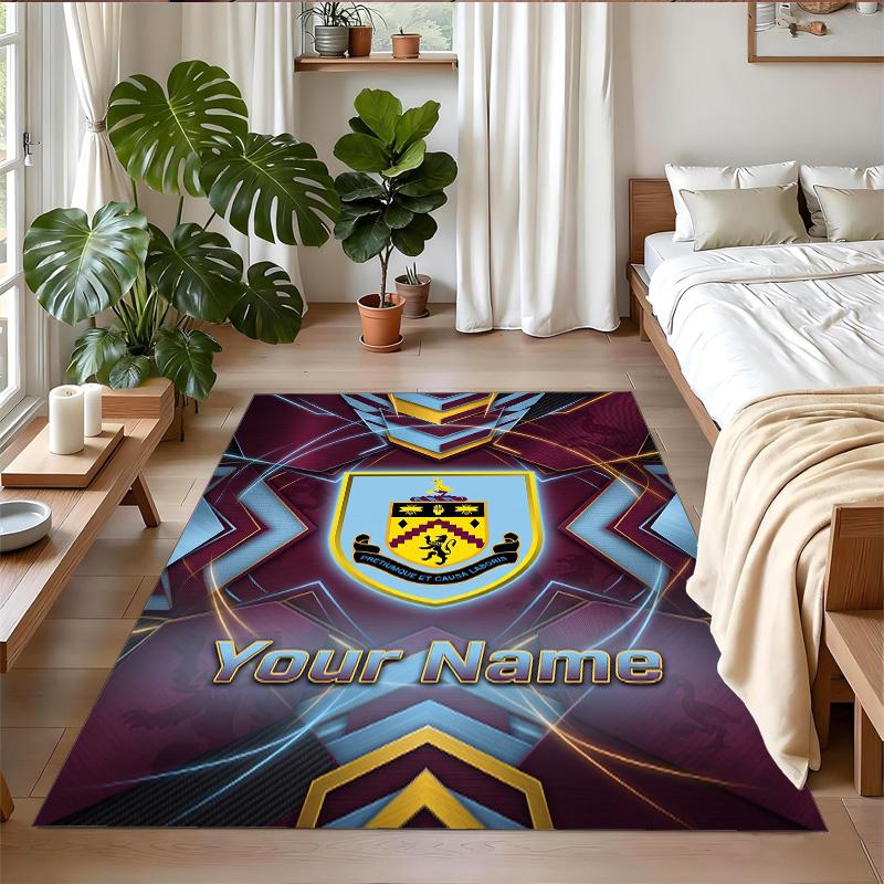 Crystal Velvet Rug Custom Name Text, Soft Non Slip Floor Mat Home DecorBurnley Football