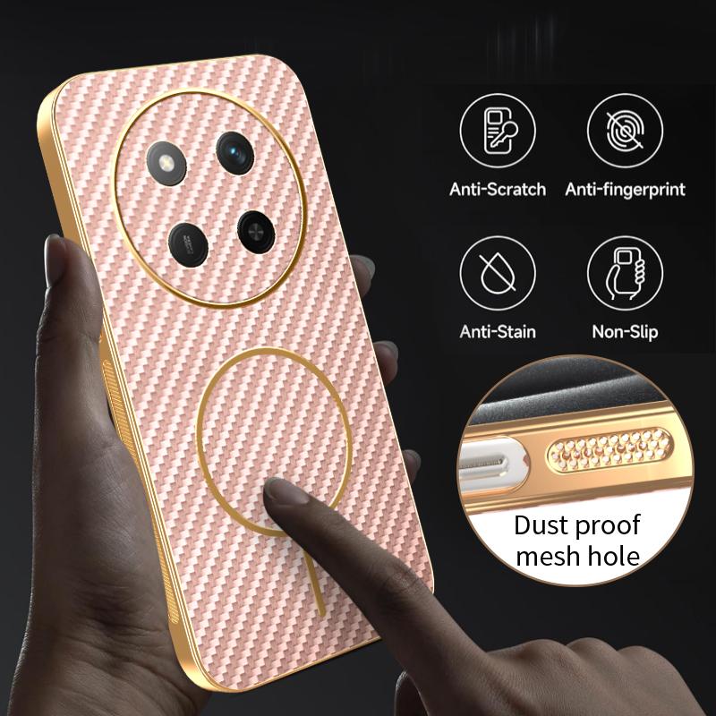 Pro Honor X9b 5G/Magic6 Lite 5G Pouzdro na telefon Texturované z uhlíkových vláken Elektroplátované TPU Zadní kryt