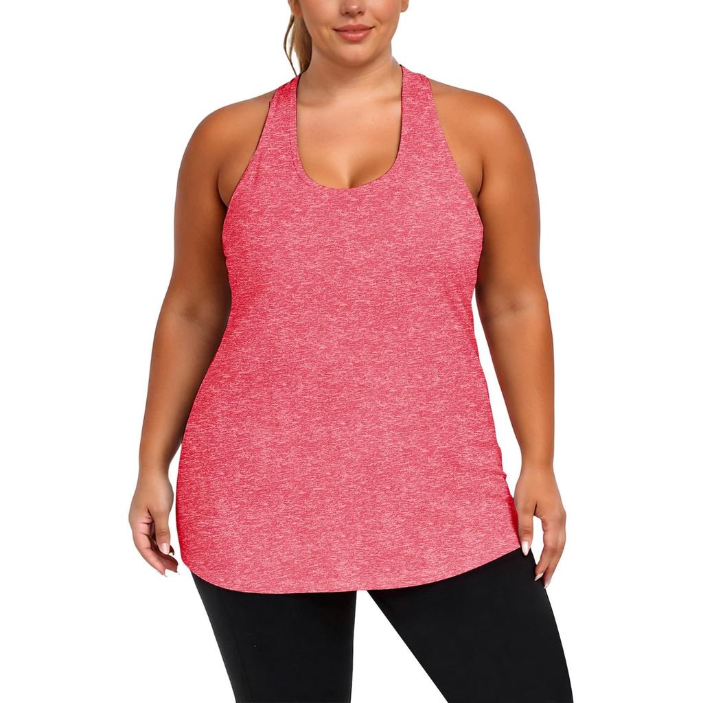Plus Size Women's Fashion Casual Tank Top Irregular Cross Back Sleeveless Athletic Yoga Shirt Lightweight Stretchy Fabric Activewear