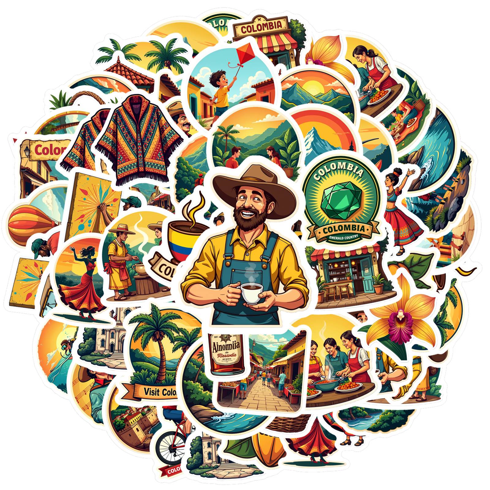 

35pcs Cultural Nature Stickers Colorful Travel Stationery Stickers Scenic Stickers For Notebook Luggage Mobile Phone Cup DIY