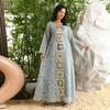 Muslim Women Embroidered Dubai Arabian Loose Dress Eid Robe