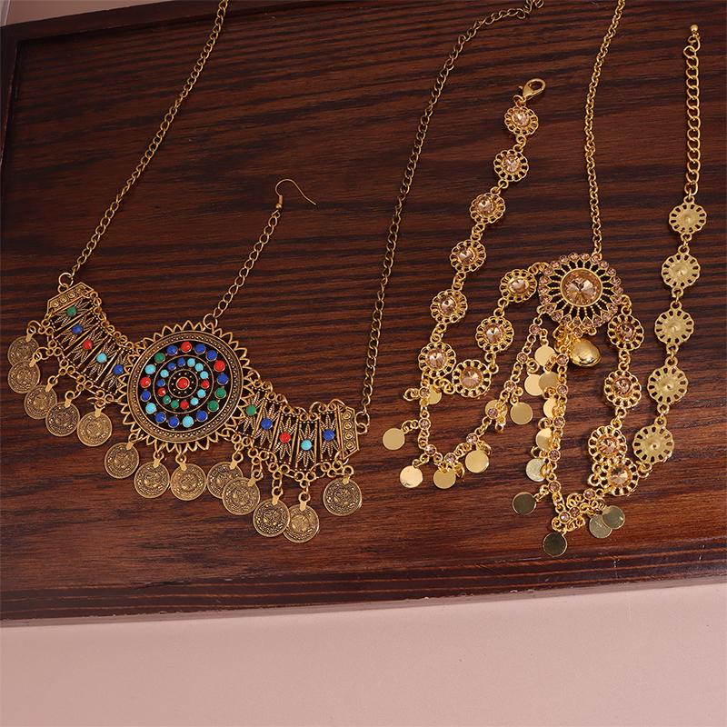 Indian Head Chain For Women Arabic Gold Color Coins Tassel Bridal  Headdress Wedding Accessories