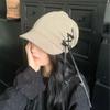 Short Brim Forward Hat Female Retro Soft Top Drawstring Beret Japanese Street Stacking Hat Showing Face Small Versatile Newsboy Hat