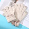 [Solid color elegance] 2025 new knitted thermal gloves women's winter cute bow touch screen five fingers