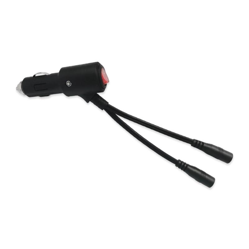 

Автомобільний прикурювач до 2xDC5.5x2.1мм гніздовий кабель-подовжувач живлення з кнопкою керування перемиканням для автомобільного вентилятора 1