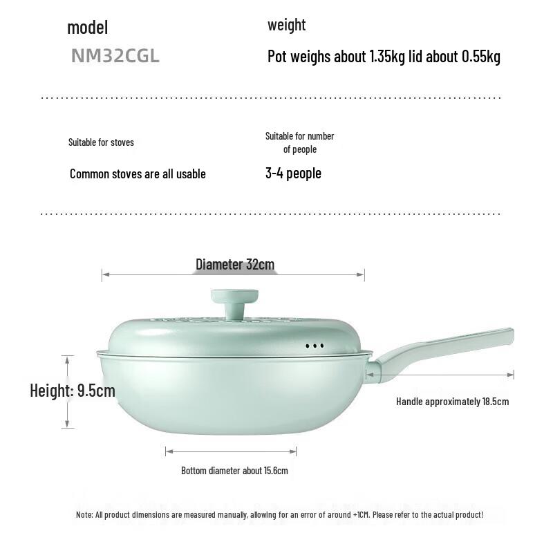 Chuidahuang 32cm Non-stick Titanium Ceramic Wok