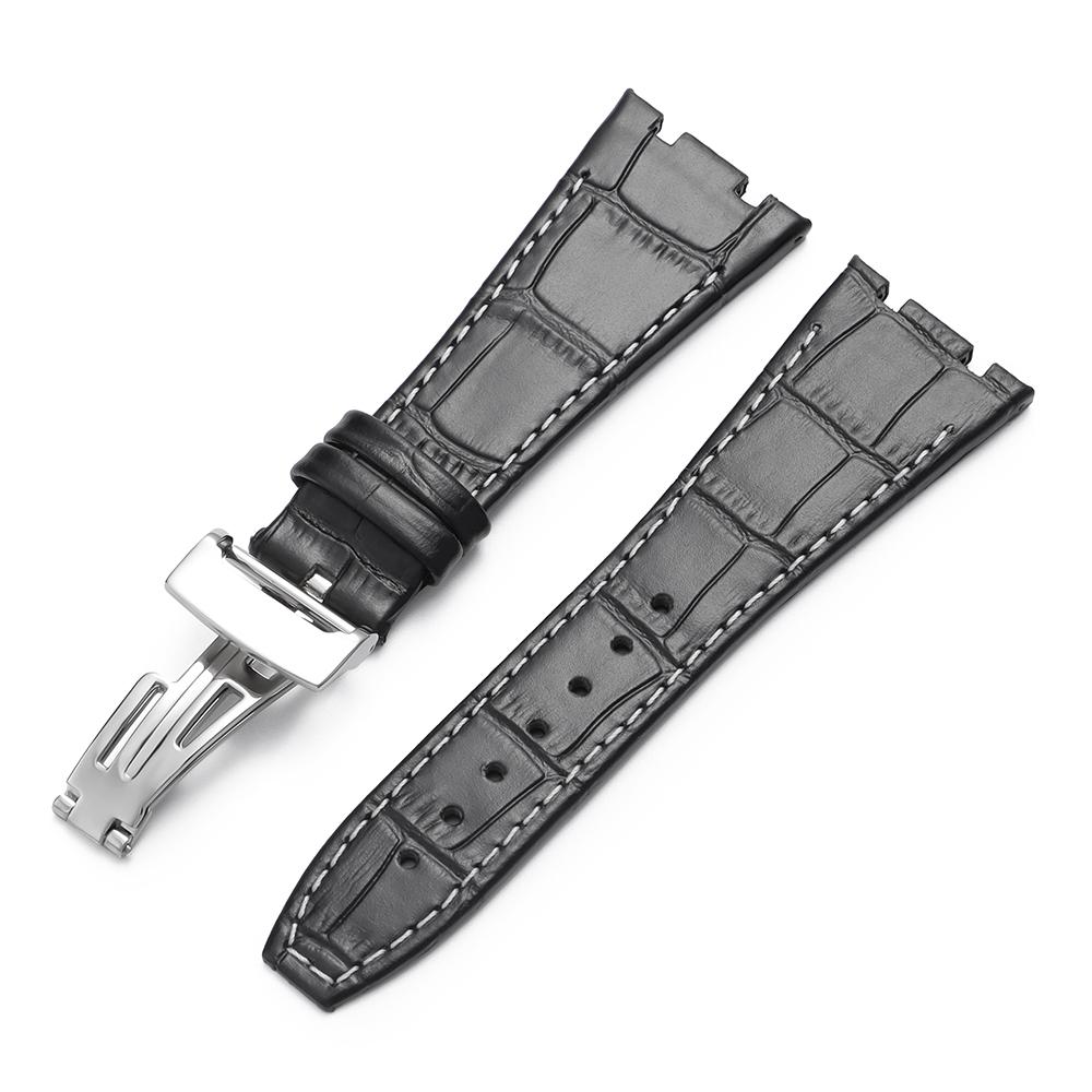 Top Layer Genuine Cowhide Watch Strap for AP Audemars 15400 15703 26320 Royal Oak Offshore Series Men27mm Black Brown Watch Band