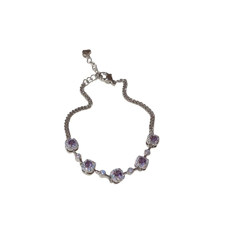 Copper Zircon Stone Charm Bracelet For Women In Light Luxury Fashion Style