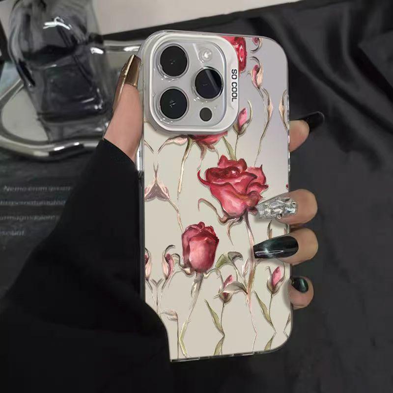 

Silver Anti-Fall Rose Branch Phone Case for 17/17ProMax/17Pro/16/15 XR