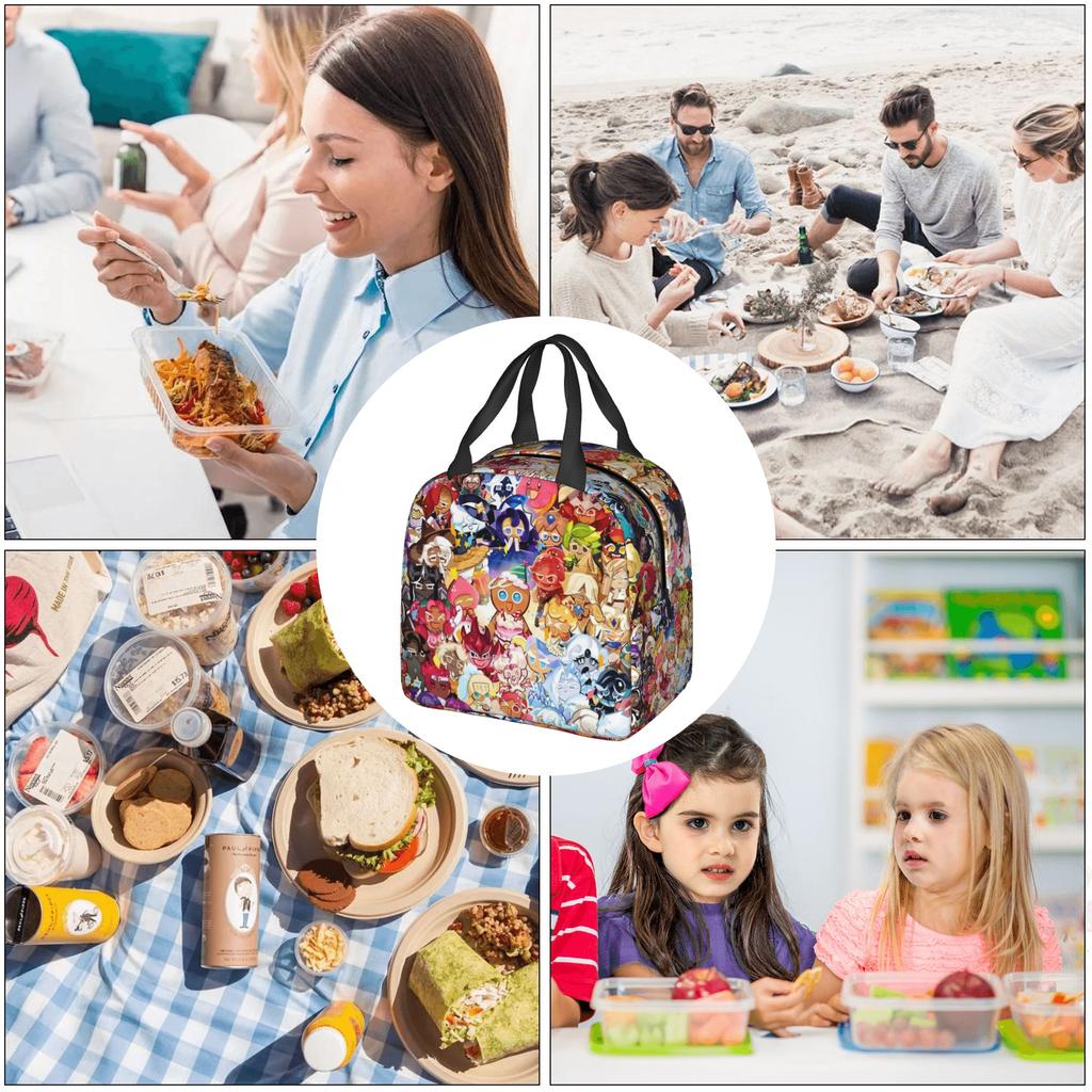 Cartoon Cookie Run Kingdom Game  Insulated Lunch Bags for School Office Anime  Waterproof Cooler Thermal Lunch Box Women Men