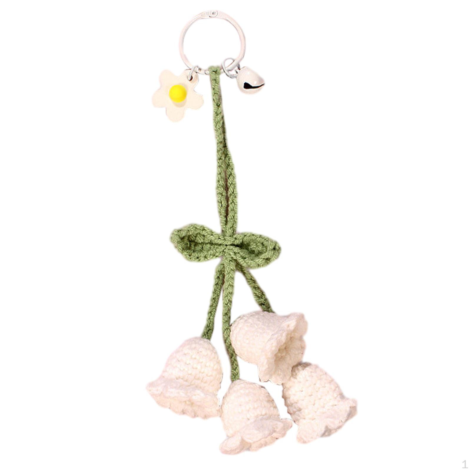 

Вязаный крючком цветок брелок вязаный колокольчик орхидея кулон автомобиль брелок украшения идеальный подарок ключ белый