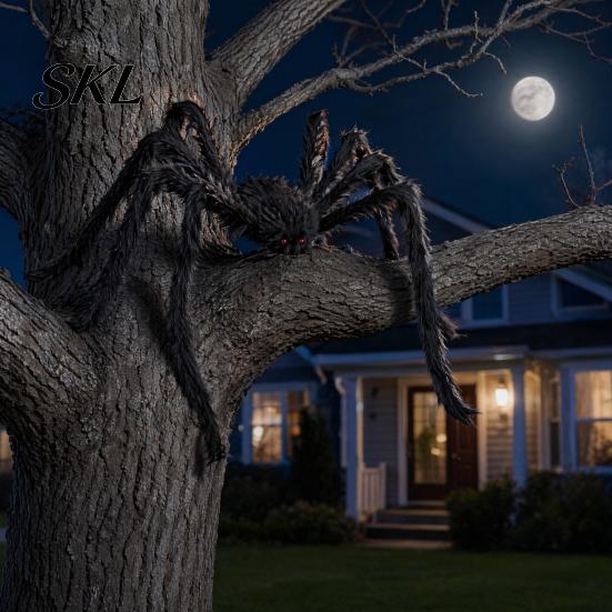 Realistische Spinnen-Requisite Halloween-Dekoration, Groß, Flauschig mit Roten Plüschtieraugen für Außenbereich, Innenbereich, Garten, Hausparty, Spukhaus-Dekor