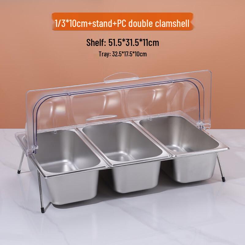 Handun Commercial 3-Compartment Transparent Ingredient Dispenser with Stand