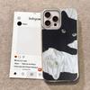 Embrace Black White Cat Gradient Phone Cases For Apple Iphone 16 15 14 13 Pro Max 16e 16plus Back Silicone Couple Fundas Cover