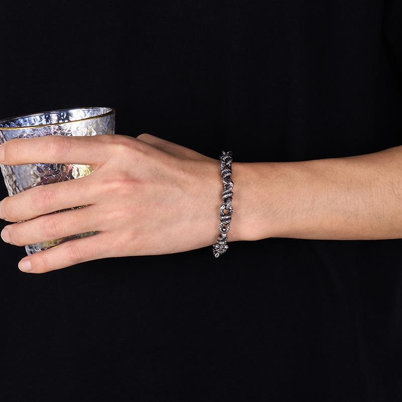 Creative Double Snake Entwined Bracelet ,Street Fashion Titanium Steel Snake Bracelet For Men 