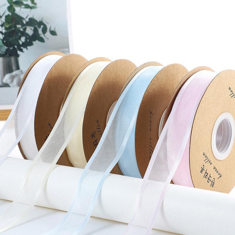 25 Yards/Rolle 2,5 cm Transparentes Chiffonband Satinbänder Für Geschenkverpackung Dekoration Hochzeitssträuße Partykranz Spitze