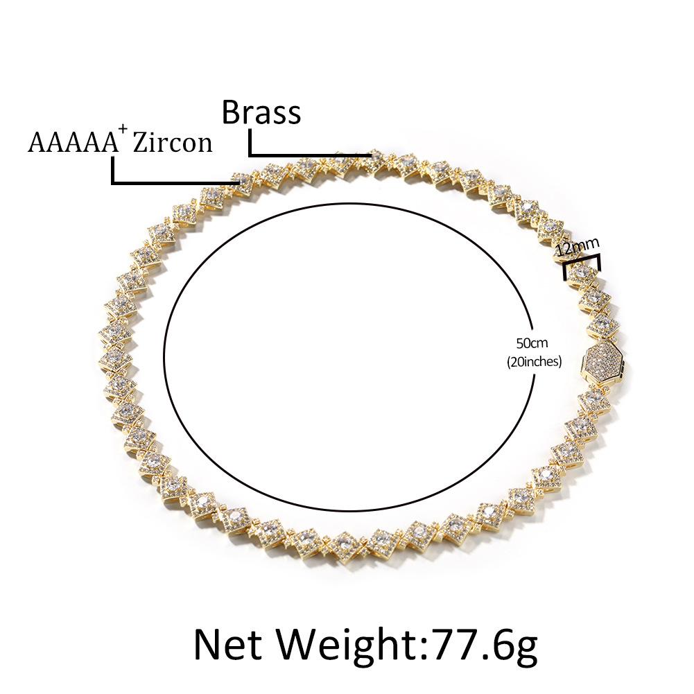 Collier Hip Hop en diamant européen et américain pour hommes, personnalité rétro carré en Zircon, chaîne de pull, bijoux