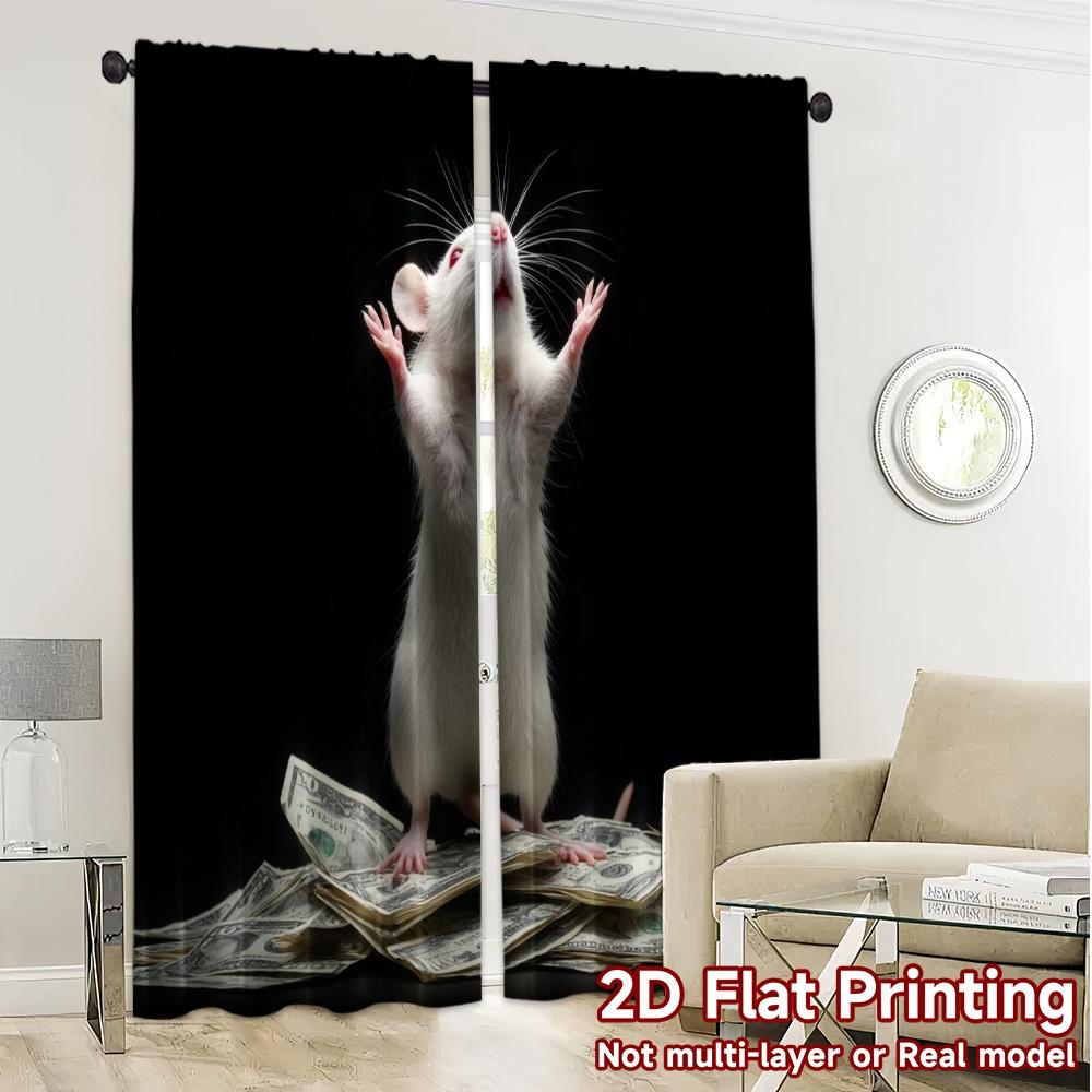 2pcs, 2D FLAT PRINTING Curtains (Without Rod) MoneyMouse Popular Fashionable Curtains Yarn Curtains Decorations For Home Ldeal