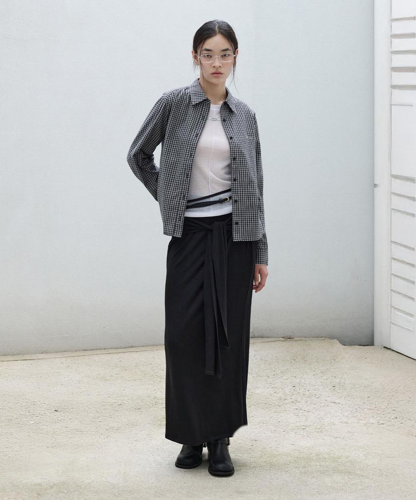 Lora Lora Front Tie Long Skirt Black