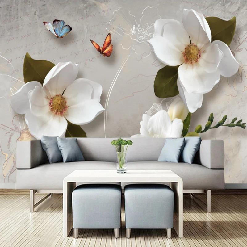Europäischen Stil Tapete Retro Blume Schmetterling Wand Dekor Wandbild Für Wohnzimmer Schlafzimmer Hintergrund 3d Wand Papier
