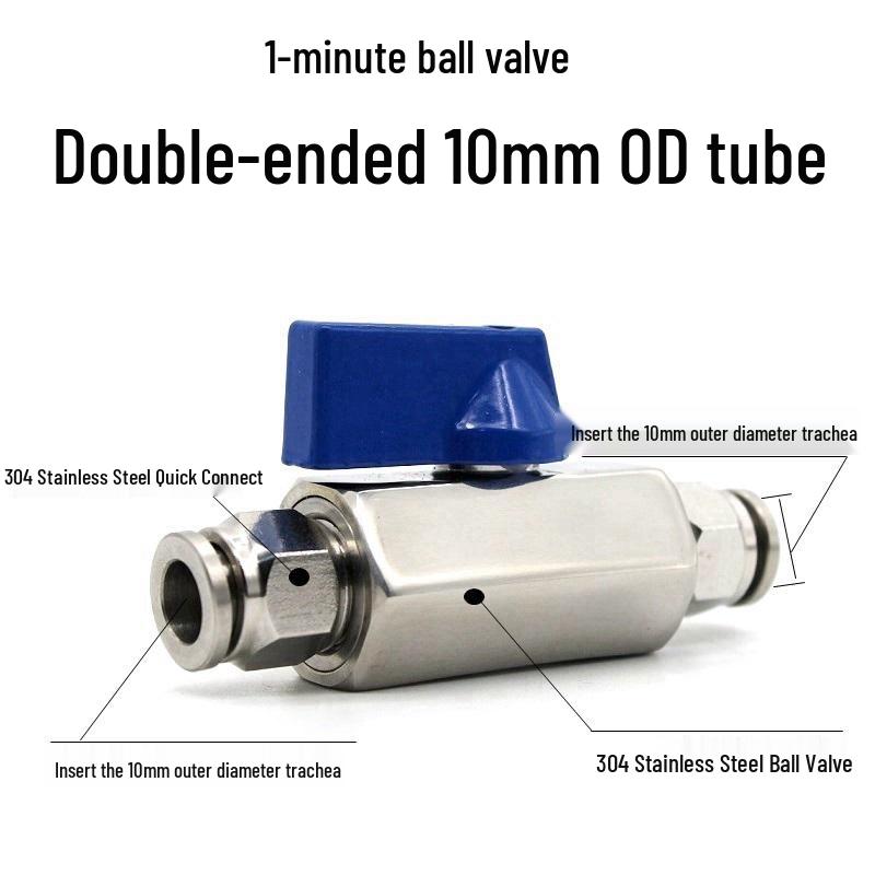 Pneumatic 304 Stainless Steel Ball Valve with Manual Male Thread Air Tube Connector
