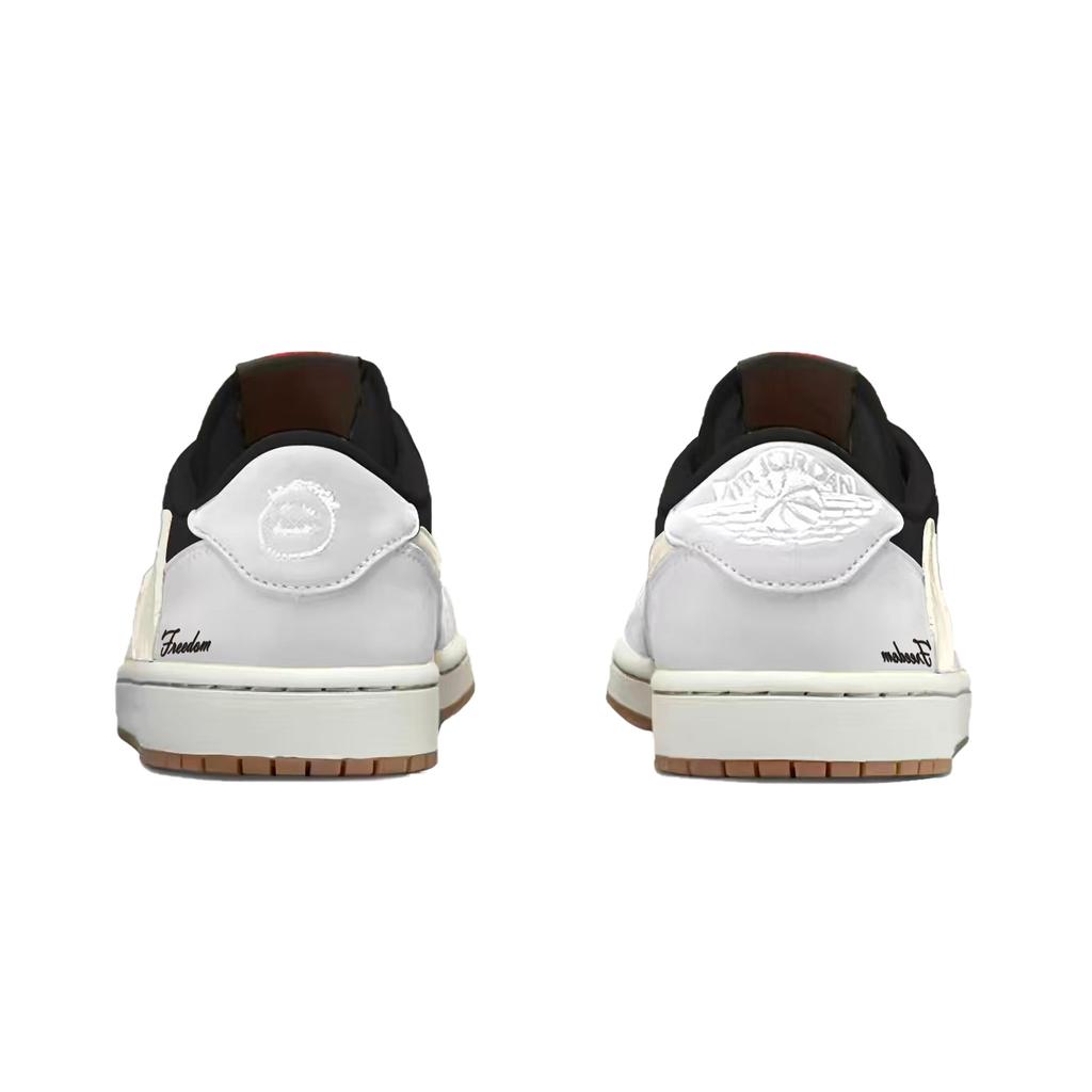 Jordan x Travis Scott Air Jordan 1 Cushioning Abrasion Resistant Low top Vintage Basketball Shoes Unisex White DZ4137-700(Team1803-3)