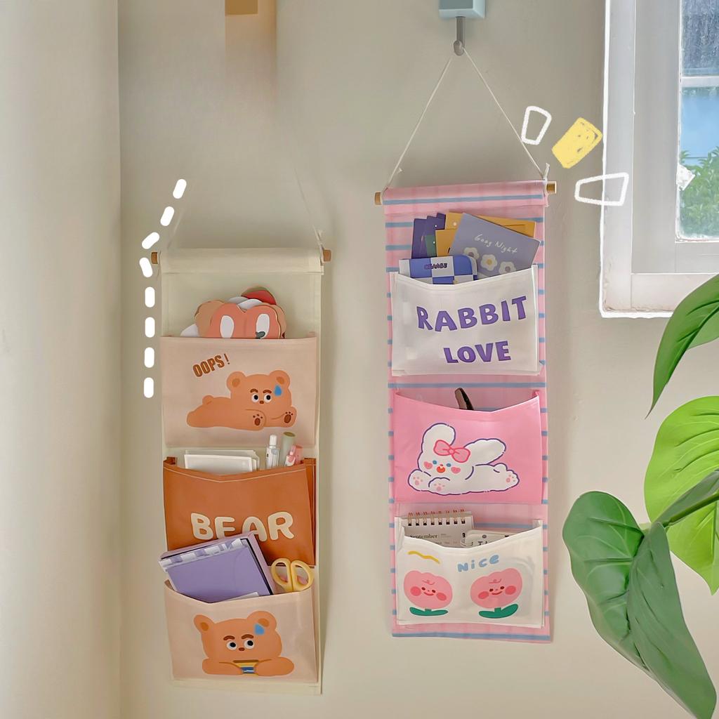 Cloth Storage Bag Hanging On The Wall Behind The Dormitory Door, Mobile Phone Storage Bag Hanging On The Bedside Wall of College Students