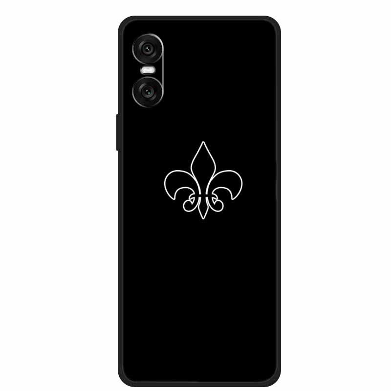 Compatible Sony 10 VI 2024 Phone Case - Black TPU with Hollow Simple Lines Design