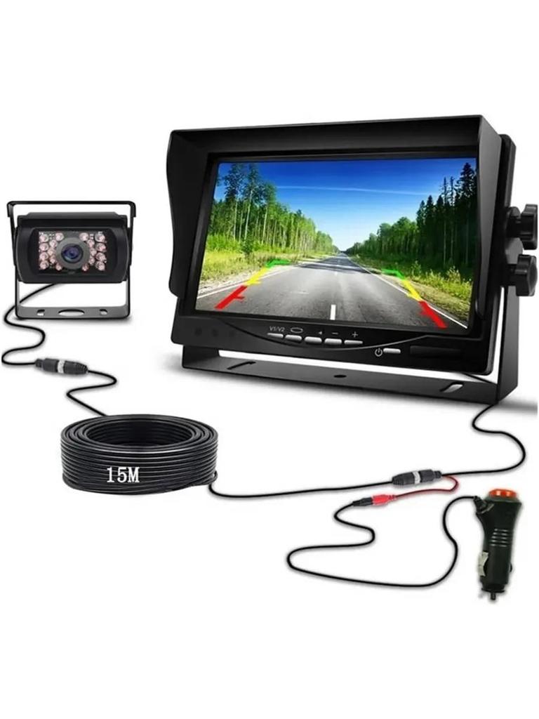 Universal 7-inch In-car LCD Display with Sun Visor and Rearview Screen for Trucks Digging Machine Agricultural Vehicles Touring Car
