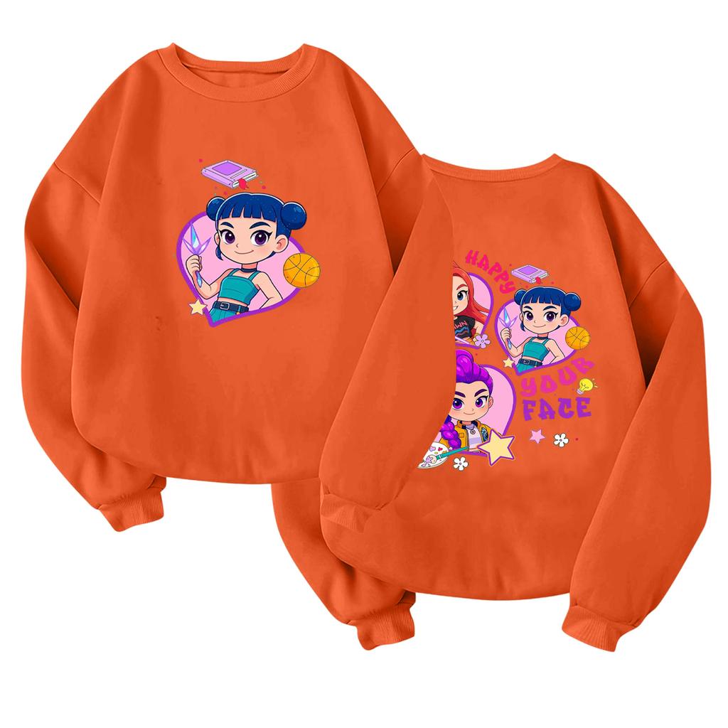 Children's Fashionable Lightweight Long-sleeved Round Neck Pullover With Pockets Printed Pullover