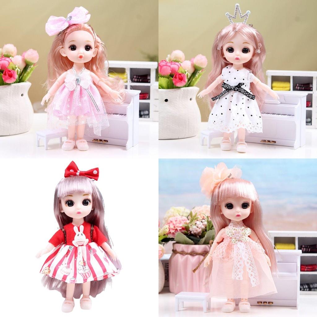 Cute 6.6in Bjd Princess Dolls With Movable Joints Mini Model Toy Kids Birthday Gift