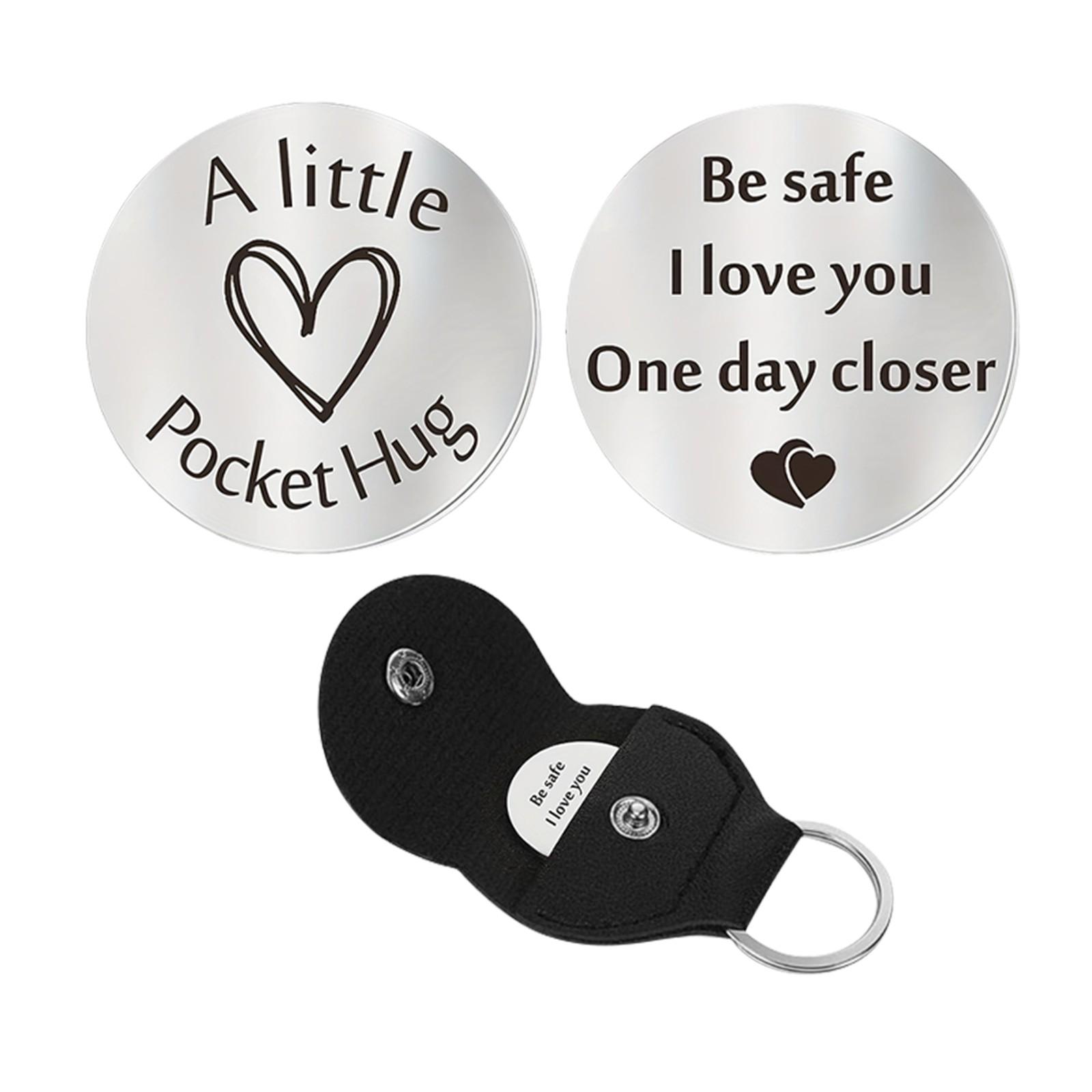 Stainless Steel Pocket Hug Decision Coin with Leather Case Inspirational Token for Reflection and Gratitude Keepsake Gift One Size