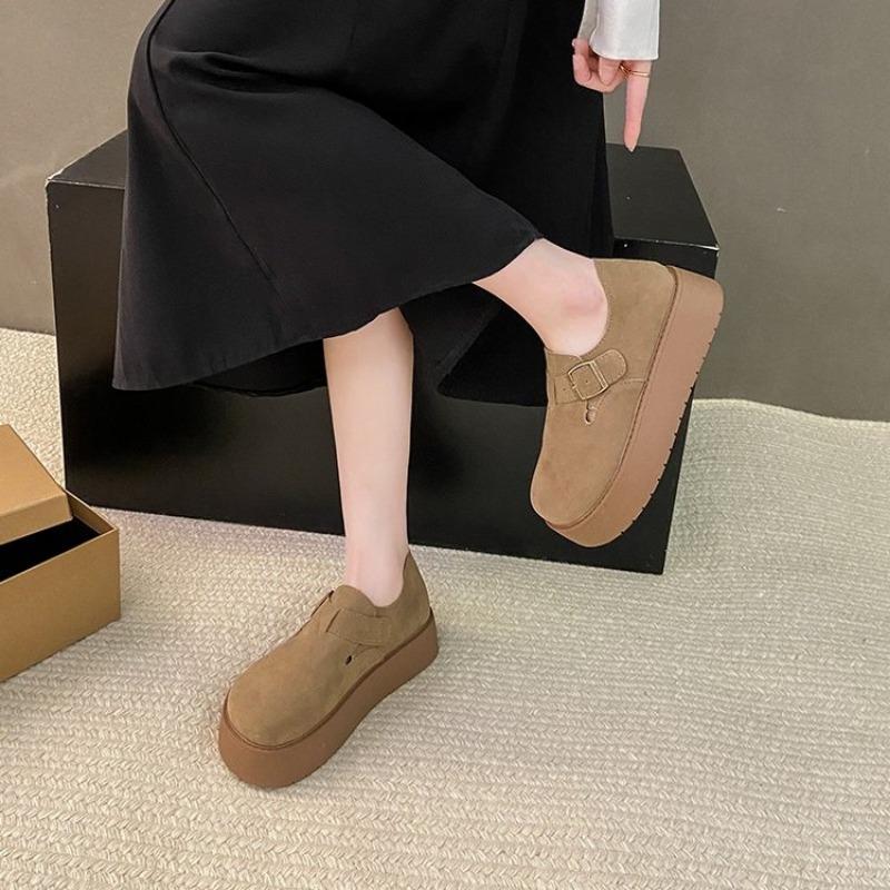 Fashion Thick Bottom Round Head Needle Buckle Plus Cotton Warm Fashion All Comfortable Non-slip Breathable Casual Women's Single Shoes