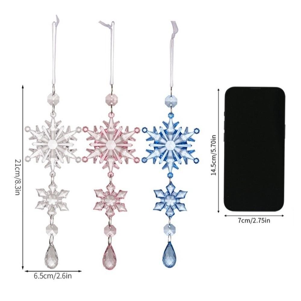 Water Droplet Crystal Style Christmas Snowflake Hanging Acrylic Pendant Outdoor Indoor