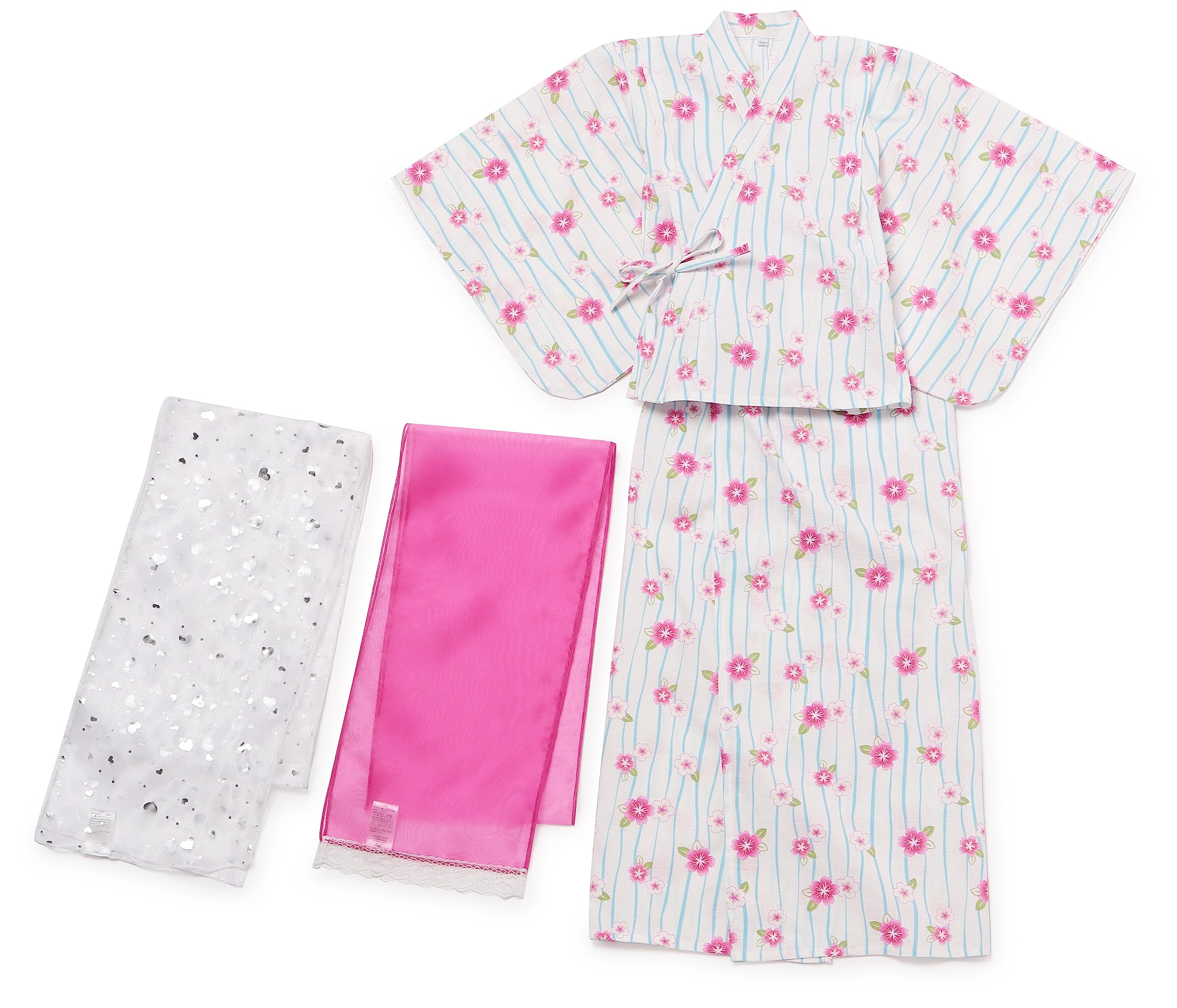 

Yukata Summer Separate Easy to with Obi Traditional Japanese Retro Perfect for Summer Evening Bon Odori Obon and Gifts Kawazakura Girls (Kids
