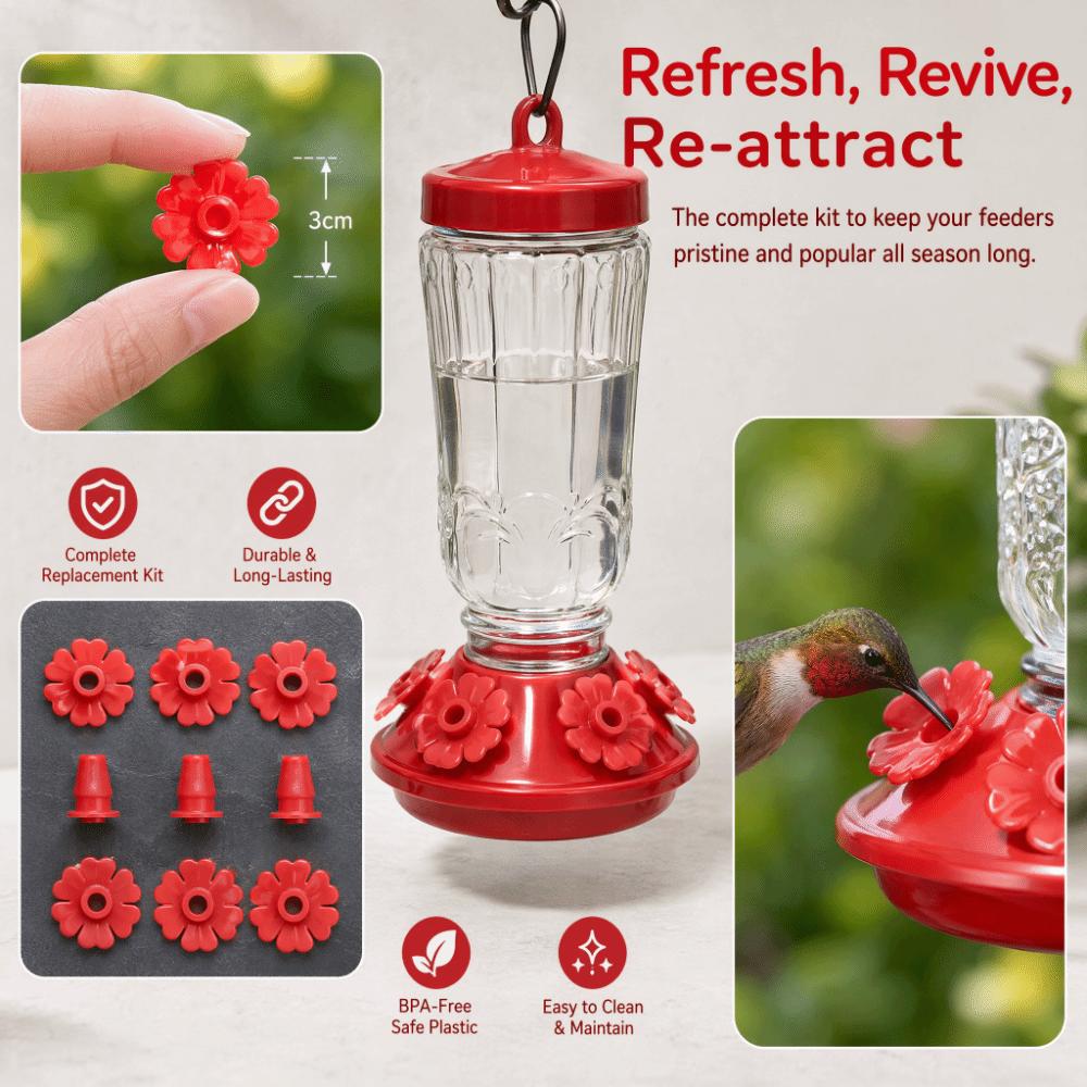 30Sets Bright Colors Bird Feeder Replacement Parts Durable Hanging Feeder Replacement  Garden Use