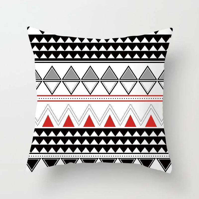 Black and Red Geometric Decorative Pillowcases Living Room Office Home Pillowcases Car Ornaments