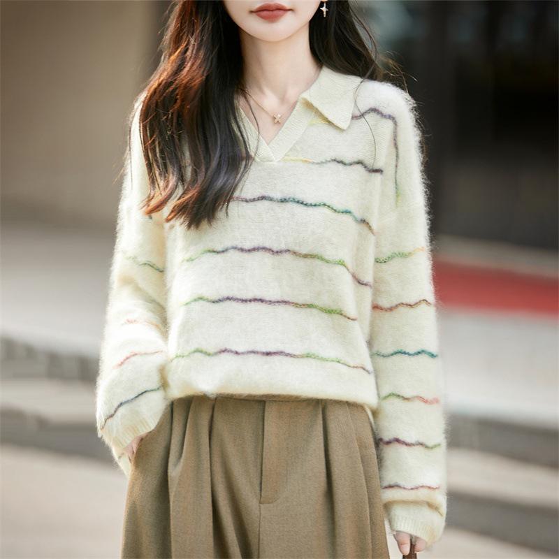 Autumn/Winter 2026 Women's Striped Cashmere Wool Knit Sweater