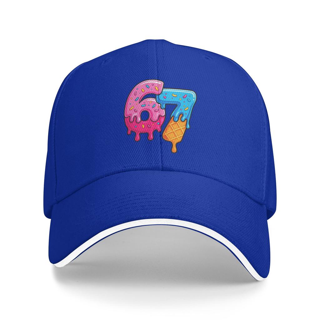 Funny Number Six Seven Ice Cream Drip Meme 67 Sun Baseball Cap Summer Y2k Cute Trucker Hat For Men Outdoor Sport Baseball Caps