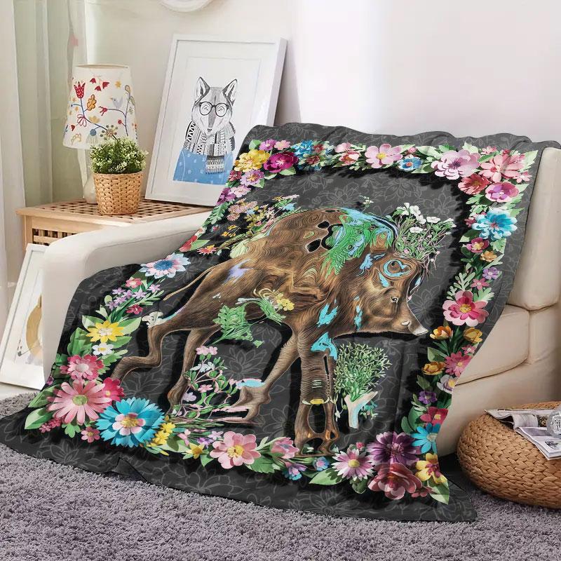1Pc Mutatedcreatures Print Flannel Blanket, High quality Comfortable for All Seasons, Warmth and Comfort, Perfect for Christmas Gifts