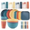 Wheat Straw Tableware Set - Portable Bowl, Plate, Cup, Knife, Fork, Spoon & Chopsticks for Students