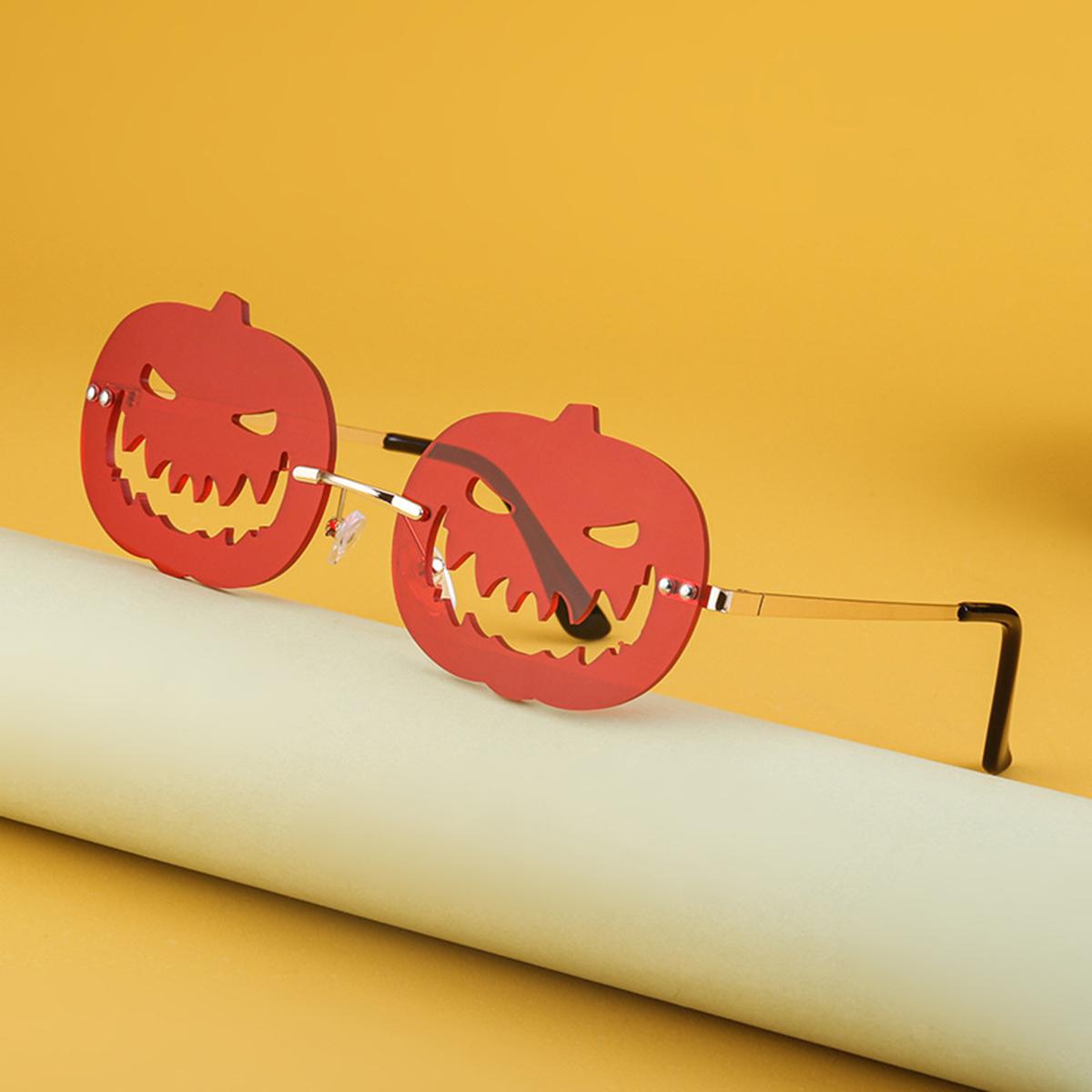 Новые солнцезащитные очки-тыквы на Хэллоуин для мужчин и женщин Tide Oval Box Hollow — фото 8