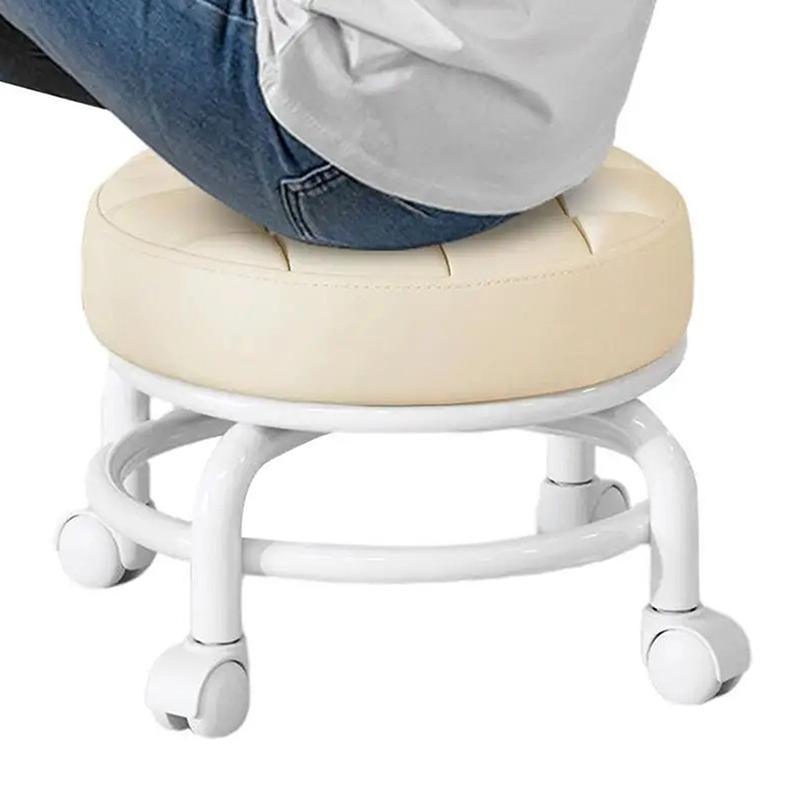 Household Furniture Pulley Low Stool Small Footstool Children Round Stool Chair Living Room Mini Sofa Stool Move With Wheels