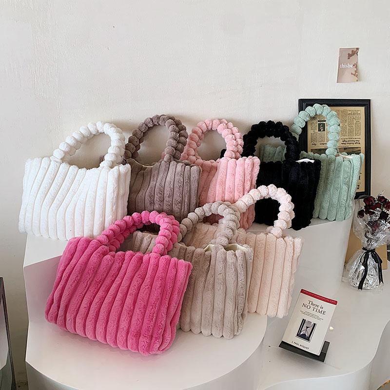 Autumn Winter New Collection Fashion Fur Velvet Bag Personality Simplicity Solid Color High Capacity Versatile Shoulder Bags